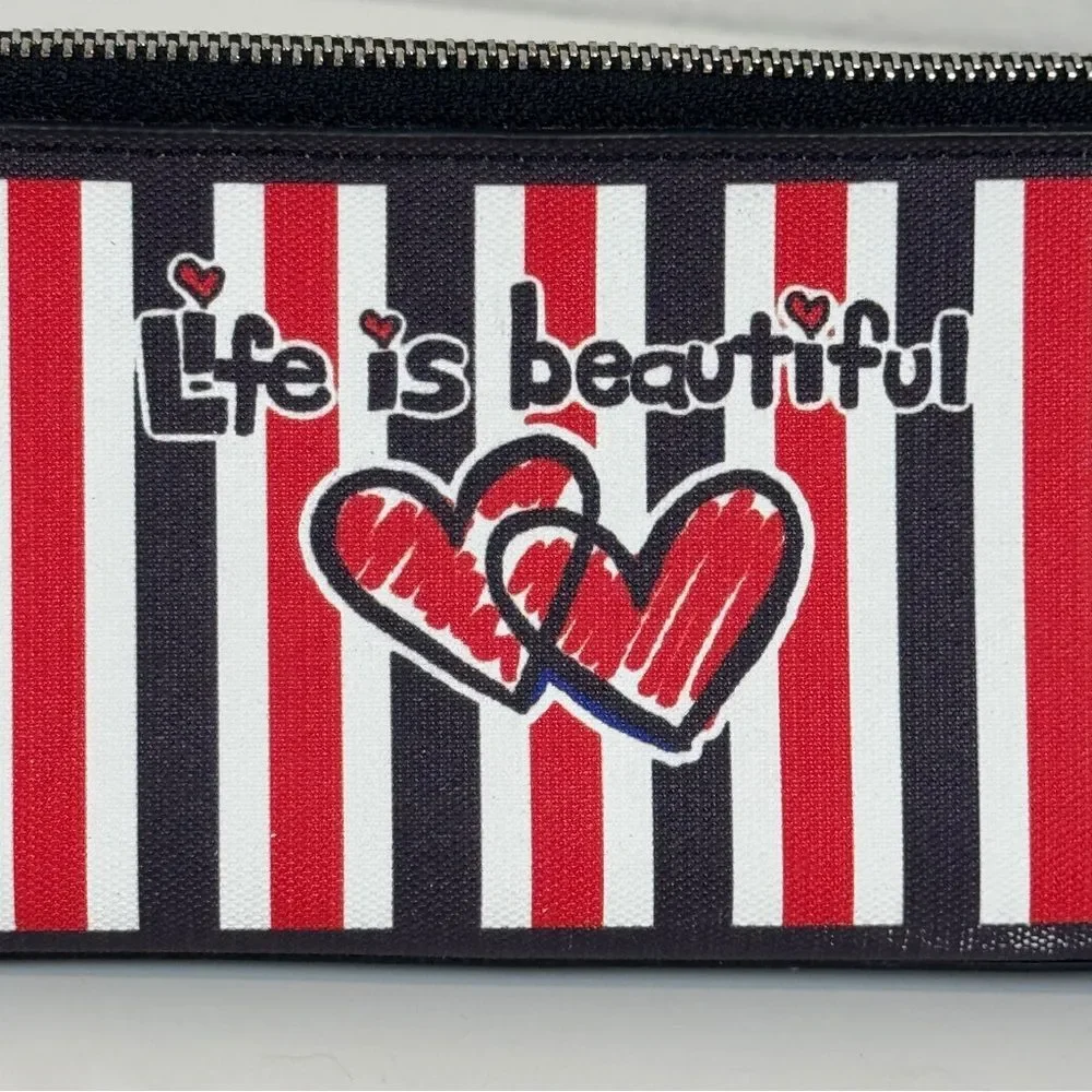 Brighton Life is Beautiful Striped Heart Cosmetics Pouch